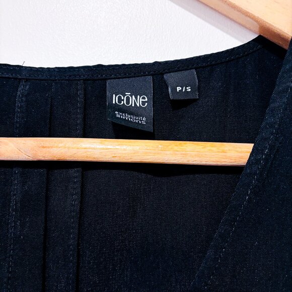 SIMONS – Black V-Neck Sleeveless Blouse | Minimalist Chic Tank | Small * - Picture 5 of 6